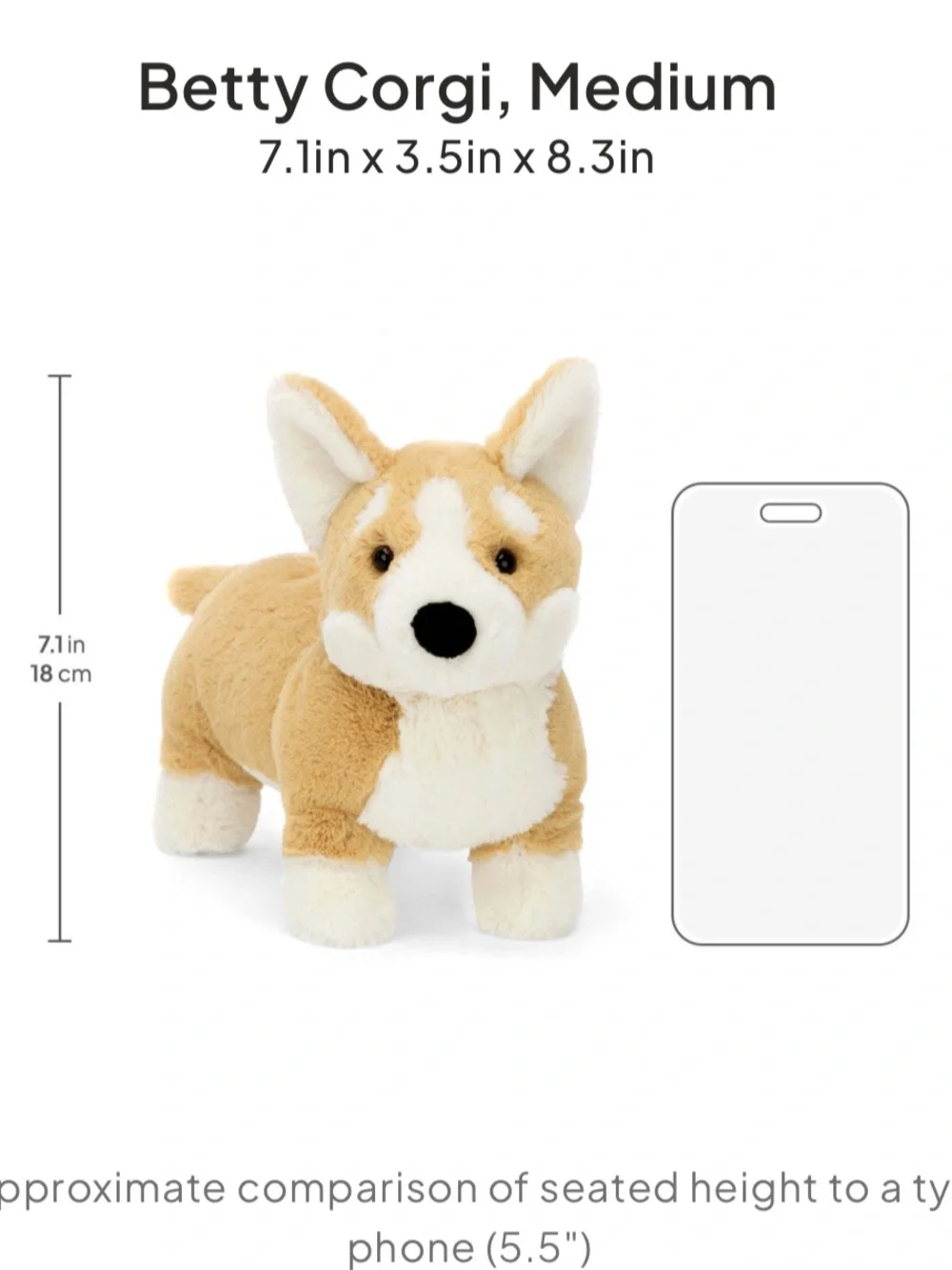 Jellycat Betty Corgi Plush - Cream & Tan